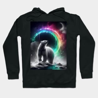 Monochromatic Polar Bear Within Rainbow Color Splash Hoodie